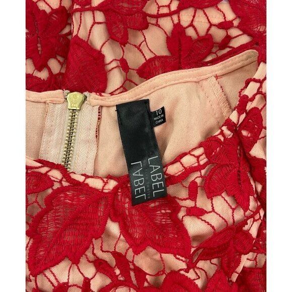Label by Five Twelve Neiman Marcus Sz 10 Red Lace Crochet Dress Formal Cocktail - Picture 7 of 8
